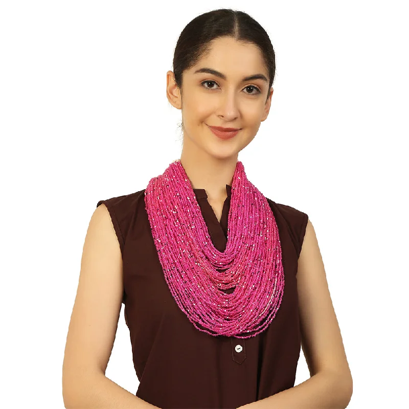 Discounted Jewelry For A Glamorous Look Handcrafted Pink & Blue Beads Necklace by Bamboo Tree Jewels