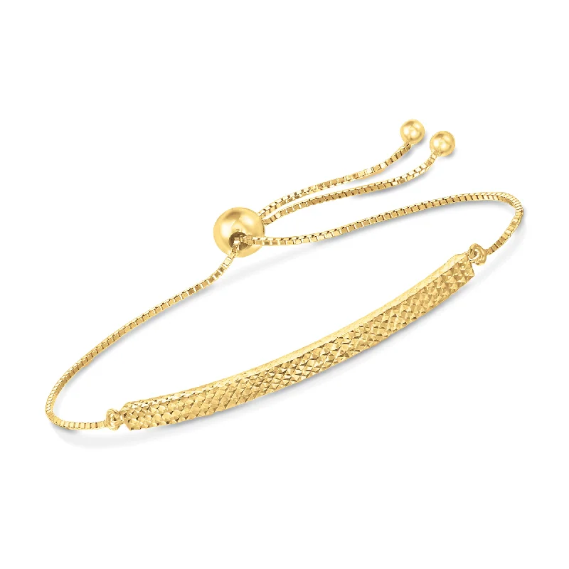 Ross-Simons 14kt Yellow Gold Diamond-Cut Bolo Bracelet