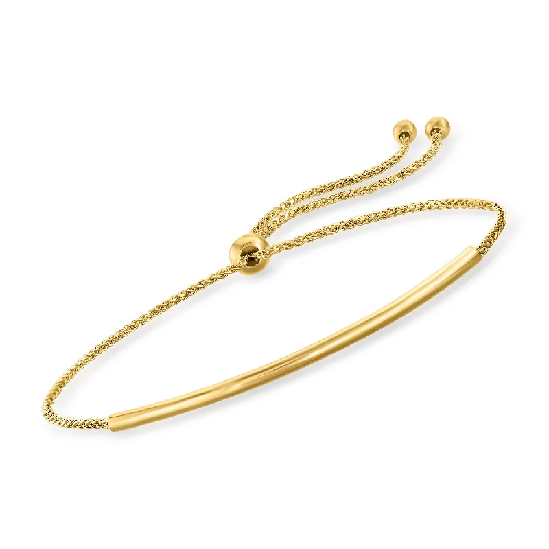 Romantic Heart-Shaped Jewelry For Special Gifts Ross-Simons 14kt Yellow Gold Round Bar Bolo Bracelet