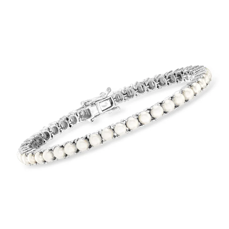 Ross-Simons 4mm Cultured Pearl Tennis Bracelet in Sterling Silver