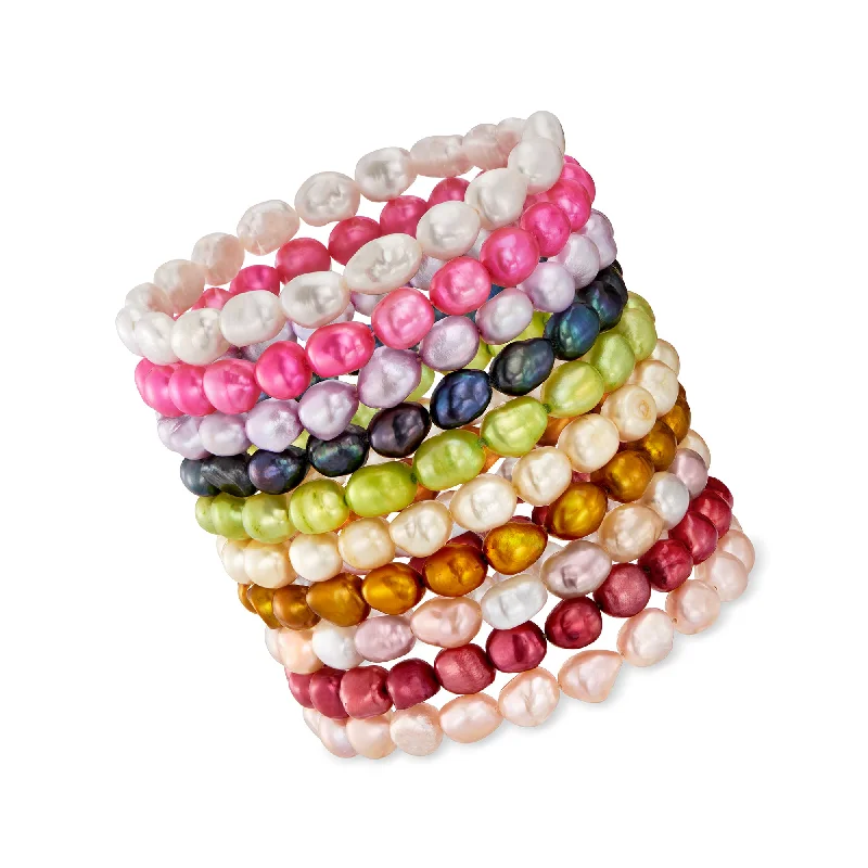 Ross-Simons 6-7mm Multicolored Cultured Pearl Jewelry Set: Ten Stretch Bracelets