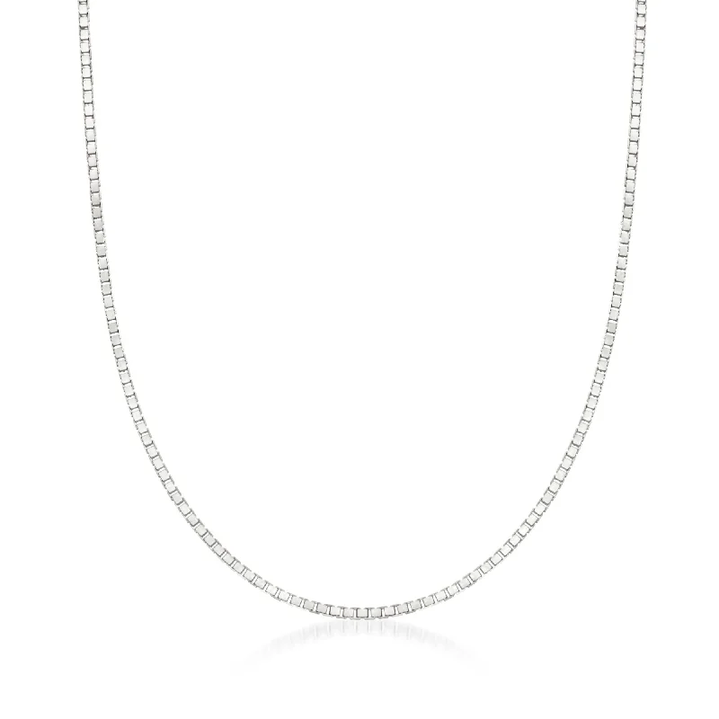 Ross-Simons 0.8mm 14kt White Gold Box Chain Necklace