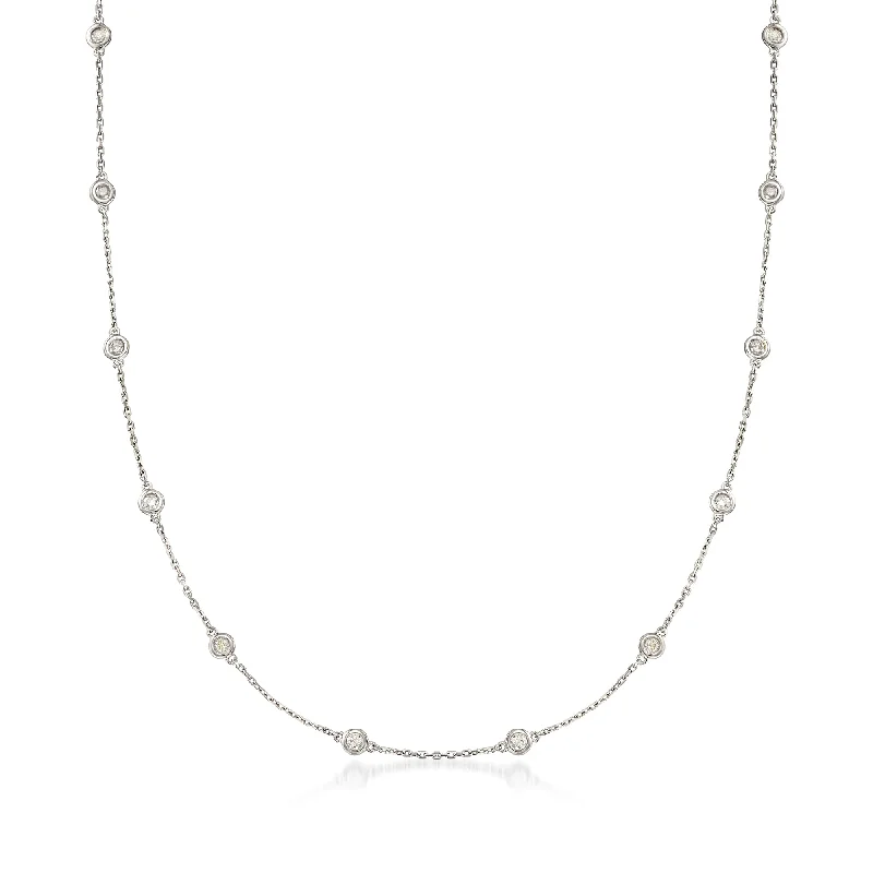 Ross-Simons 0.50- Bezel-Set Diamond Station Necklace in Sterling Silver