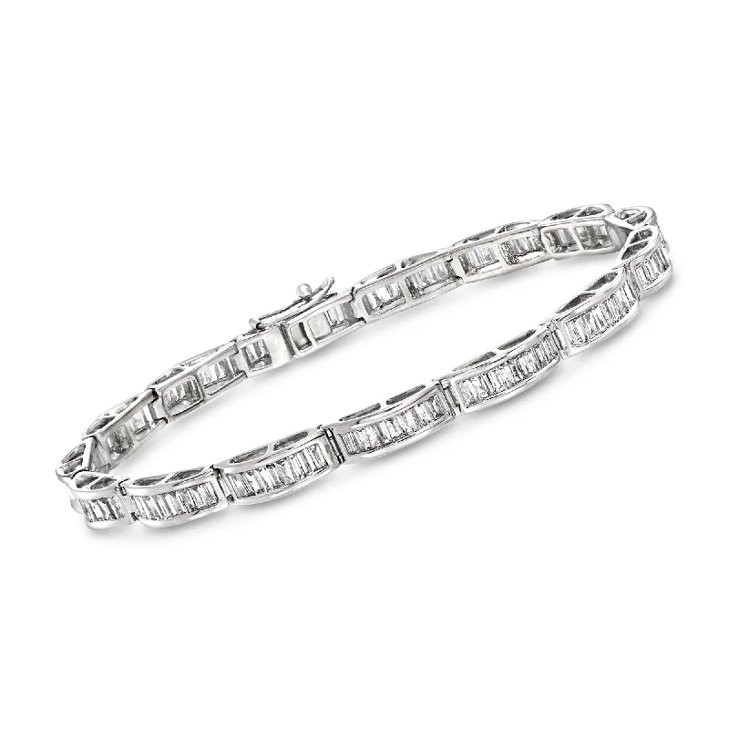 Ross-Simons Diamond Baguette Bracelet in 14kt White Gold