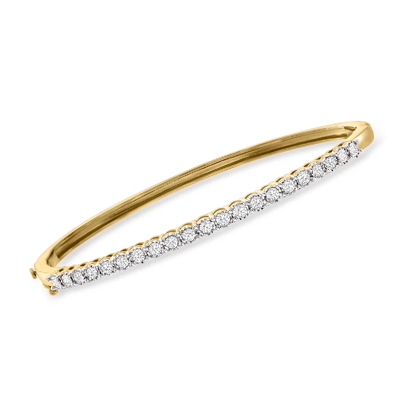 Ross-Simons Diamond Bangle Bracelet in 18kt Gold Over Sterling