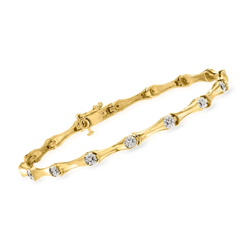 Ross-Simons Diamond Station Bracelet in 18kt Gold Over Sterling