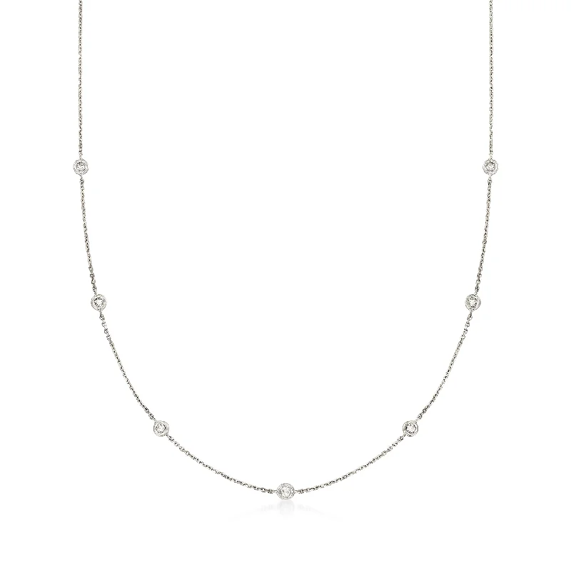 Ross-Simons Diamond Station Necklace in 14kt White Gold