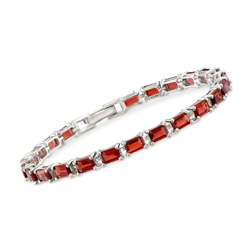 Ross-Simons Emerald-Cut Garnet Tennis Bracelet in Sterling Silver