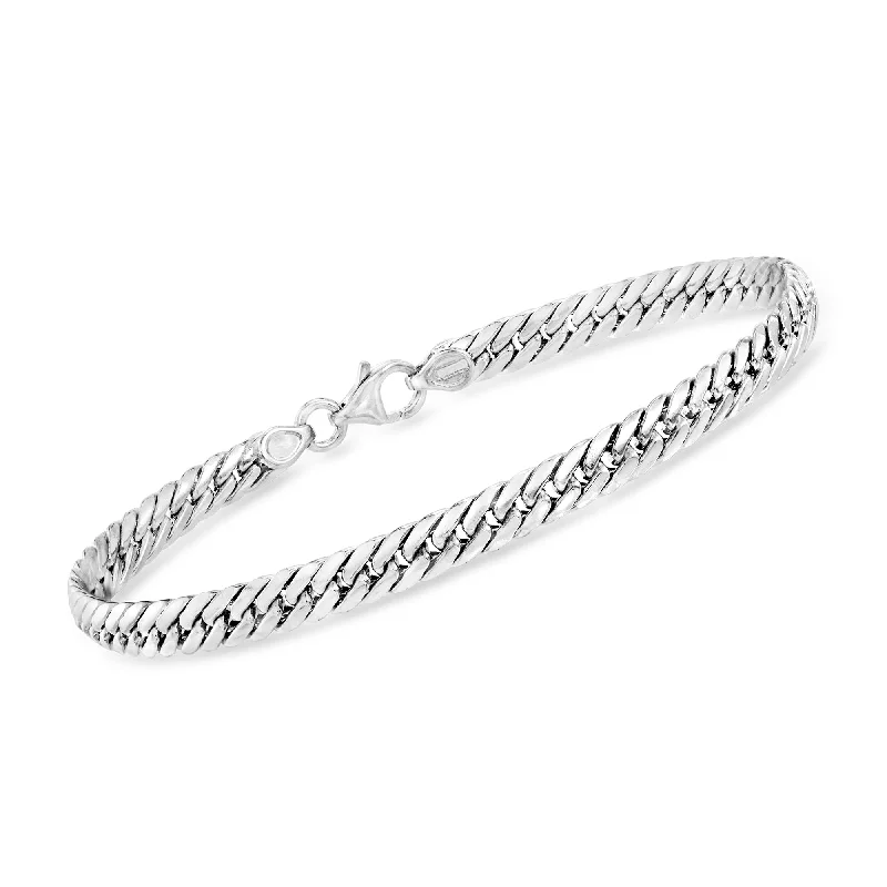 Ross-Simons Italian 14kt White Gold Cuban-Link Bracelet