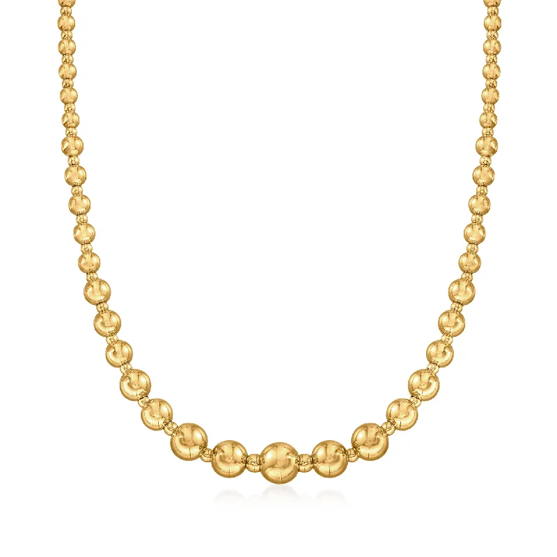 Ross-Simons Italian 18kt Yellow Gold Graduated Bead Necklace