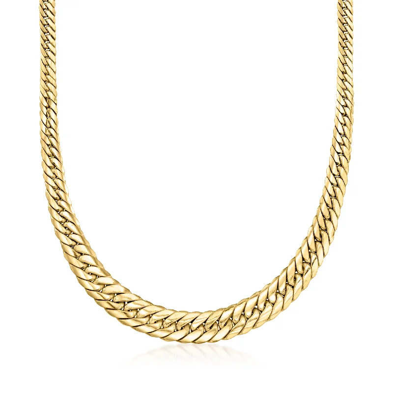 Ross-Simons Italian 18kt Yellow Gold Graduated Cuban-Link Necklace