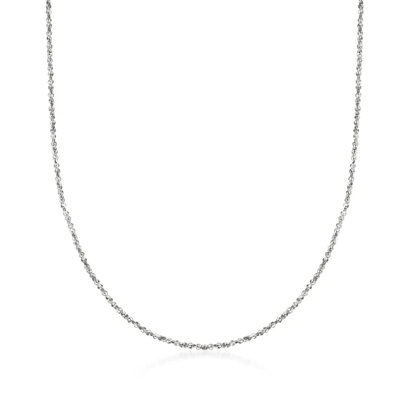 Ross-Simons Italian 1mm 14kt White Gold Crisscross Chain Necklace