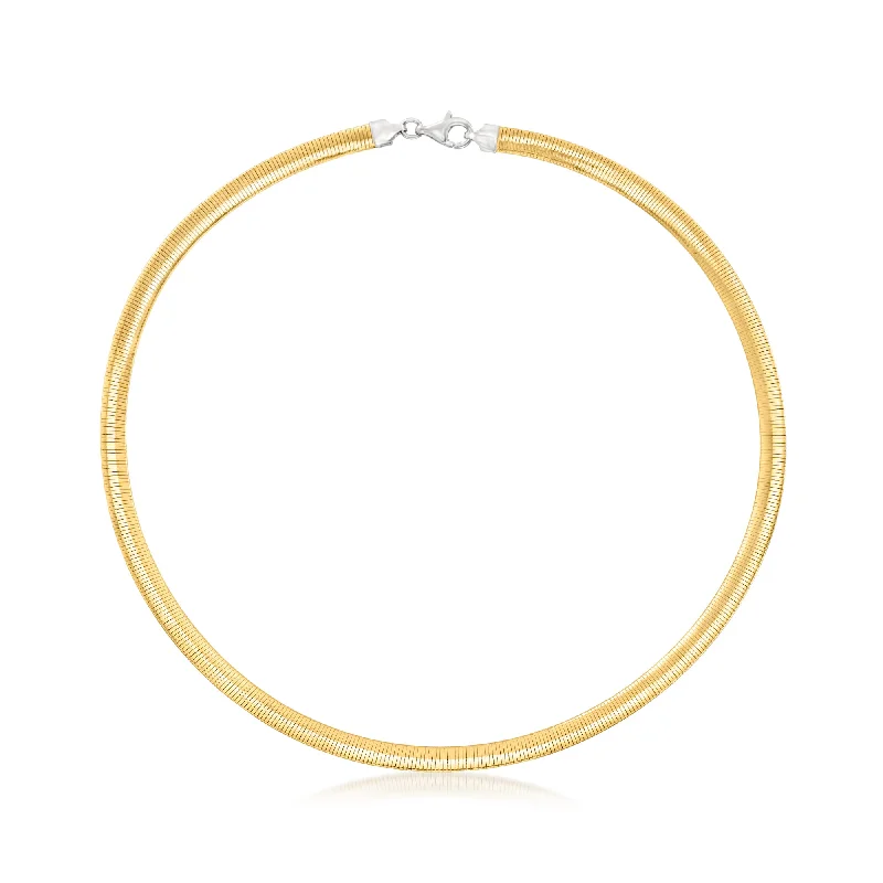 Ross-Simons Italian 6mm Reversible Omega Necklace in Sterling Silver and 18kt Gold Over Sterling