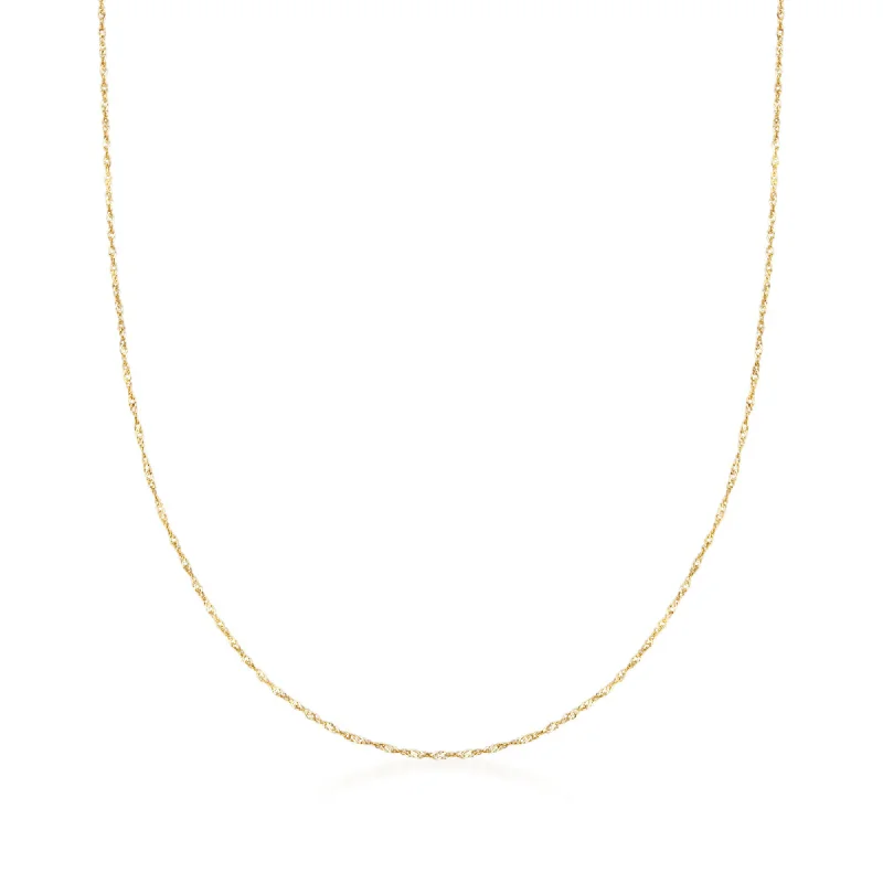 Ross-Simons Italian .8mm 14kt Yellow Gold Adjustable Singapore Chain Necklace