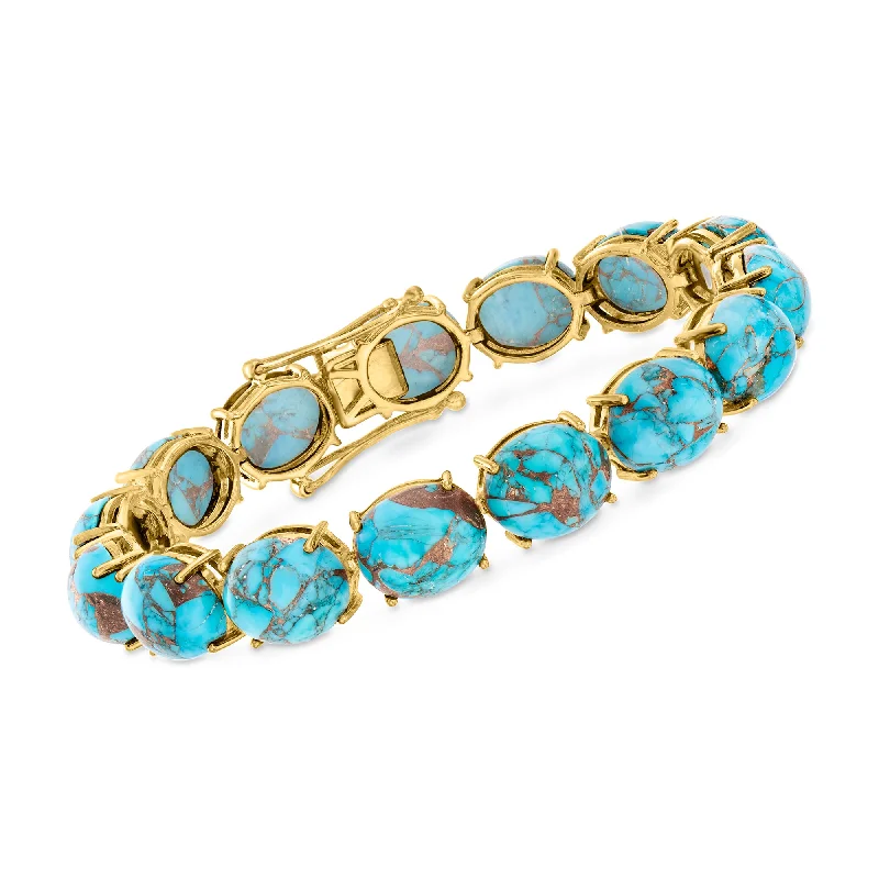 Ross-Simons Mohave Turquoise Bracelet in 18kt Gold Over Sterling