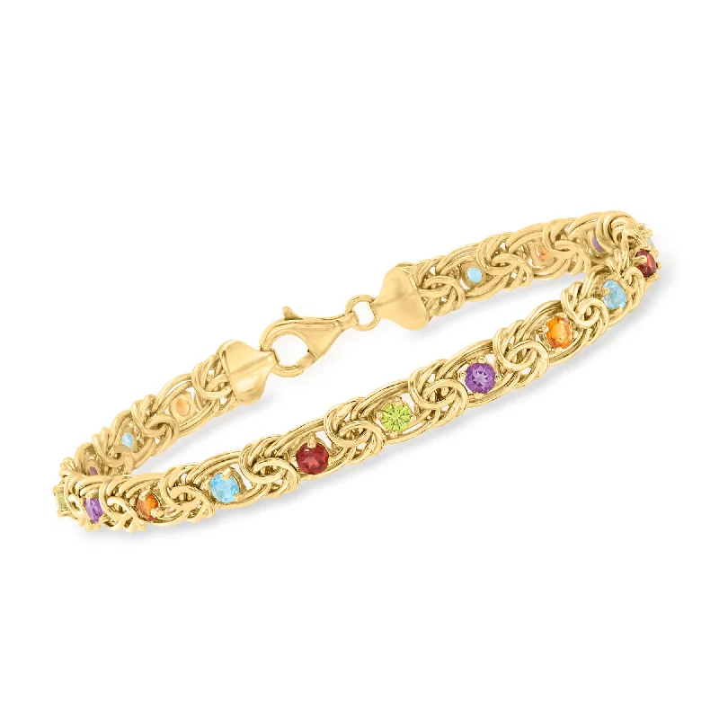 Ross-Simons Multi-Gemstone Byzantine Bracelet in 18kt Gold Over Sterling