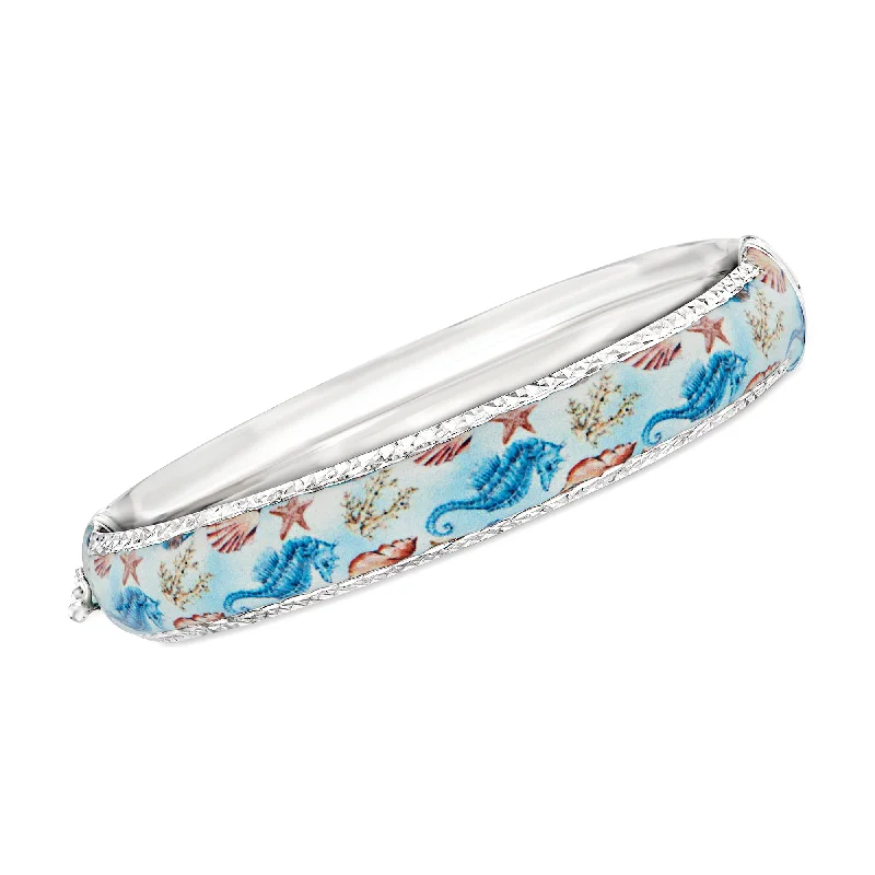 Ross-Simons Multicolored Enamel Sea Life Bangle Bracelet in Sterling Silver