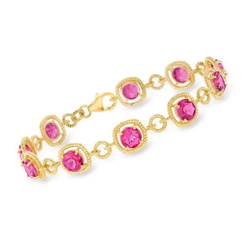 Ross-Simons Pink Topaz Bracelet in 18kt Gold Over Sterling