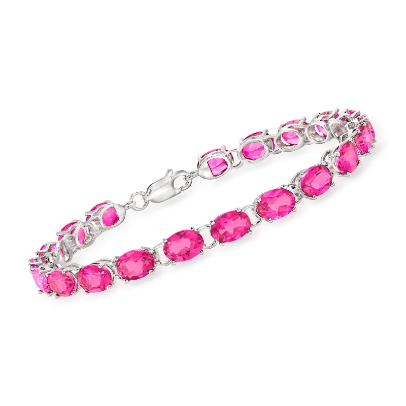 Ross-Simons Pink Topaz Tennis Bracelet in Sterling Silver