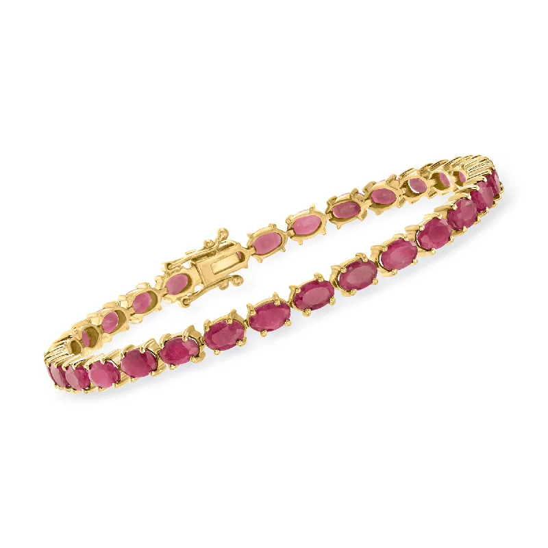 Ross-Simons Ruby Bracelet in 18kt Gold Over Sterling