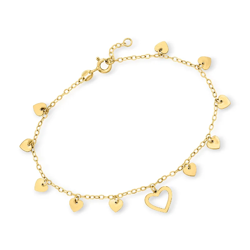 RS Pure by Ross-Simons Italian 14kt Yellow Gold Heart Station Bracelet