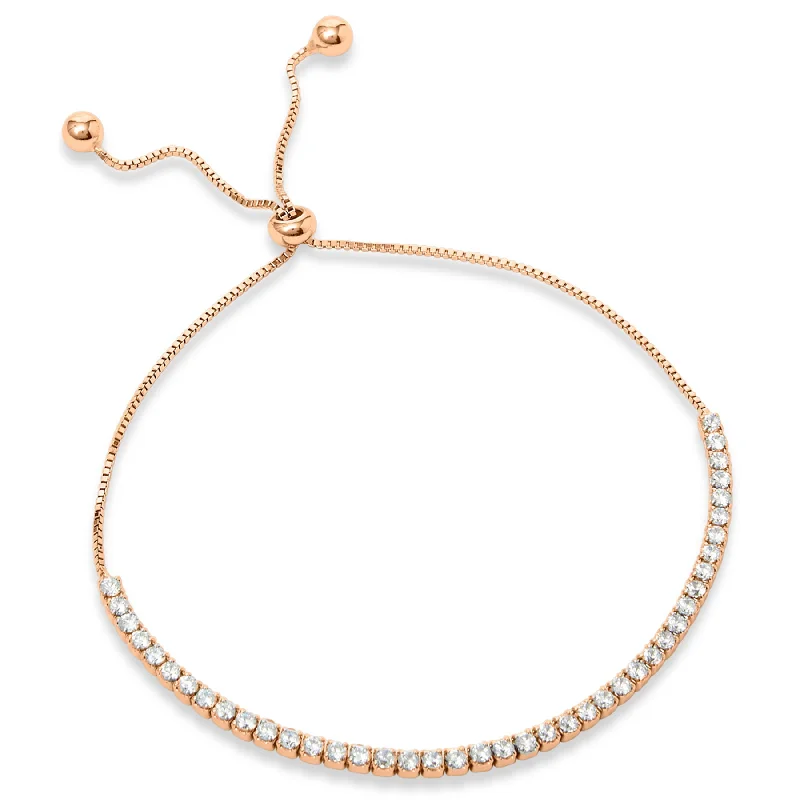 Ss 925 Roseplated White Cz Pull Bracelet