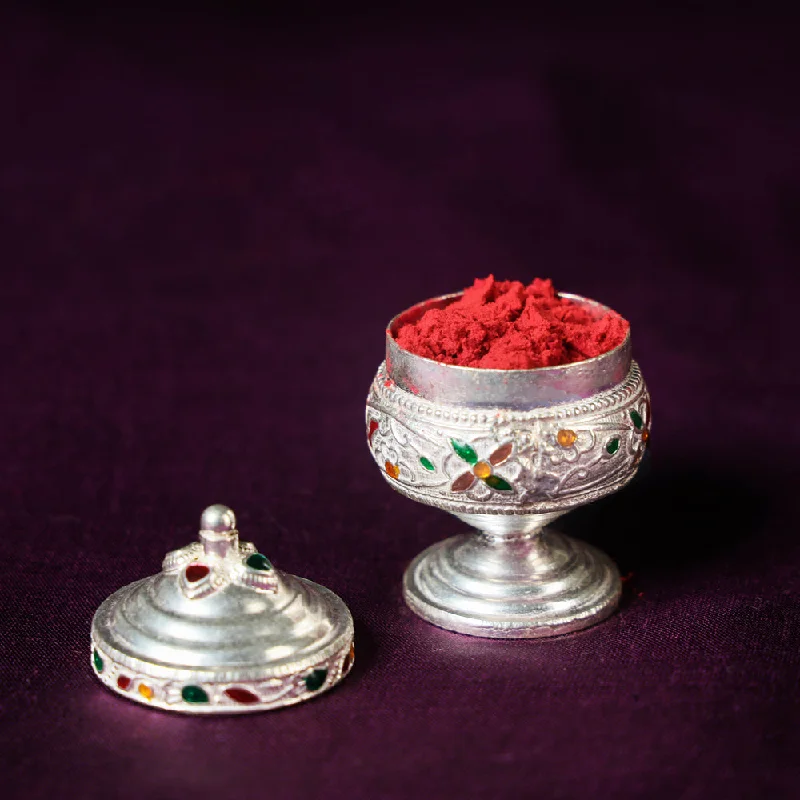 Must-Have Jewelry At Unbelievable Discounts Meenakari Sterling Silver Sindoor Box (Big)