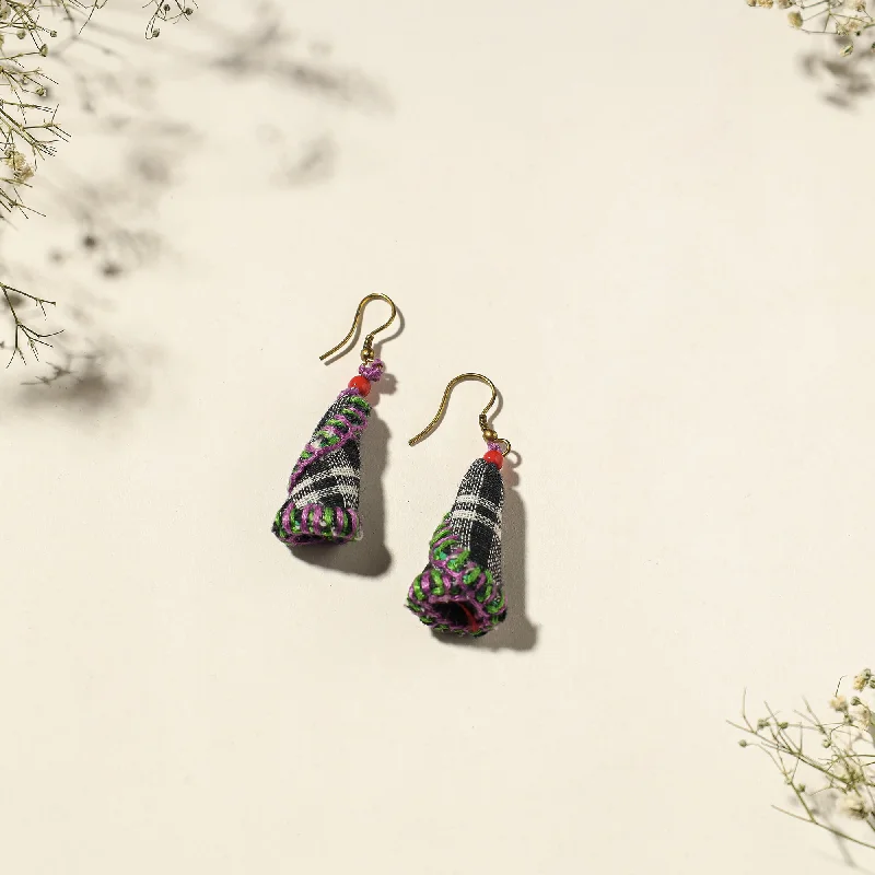 Hand Embroidered Gamcha Fabart Earrings by Rangila Dhaga