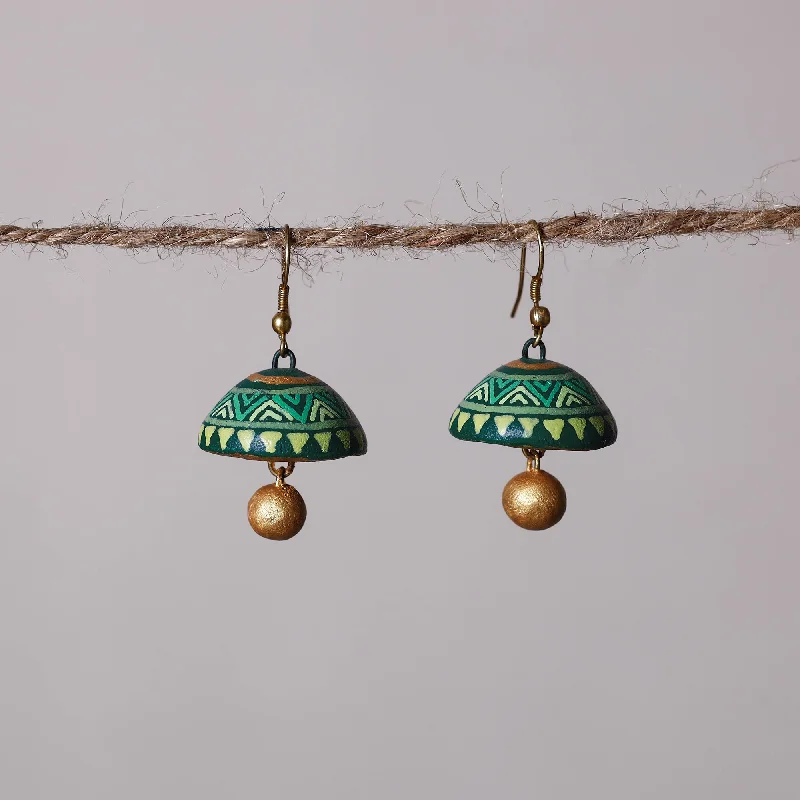 Discounted Jewelry For A Glamorous Look Miniature Handpainted Terracotta Jhumki Earrings