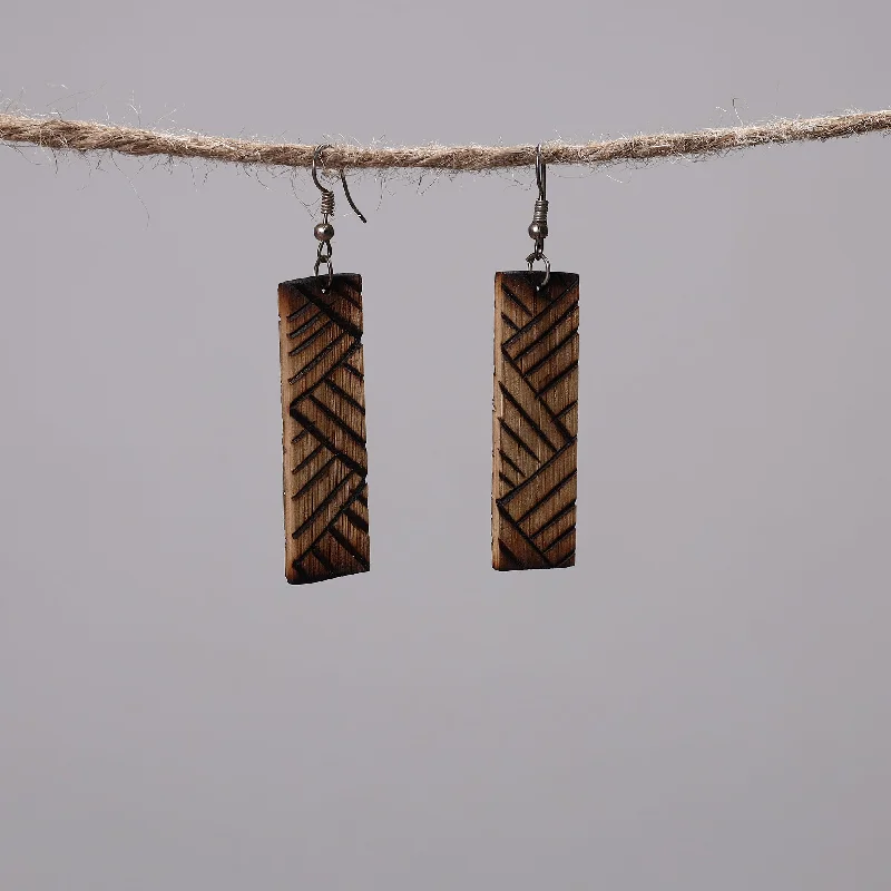 Hand Carved Bamboo Wooden Earrings