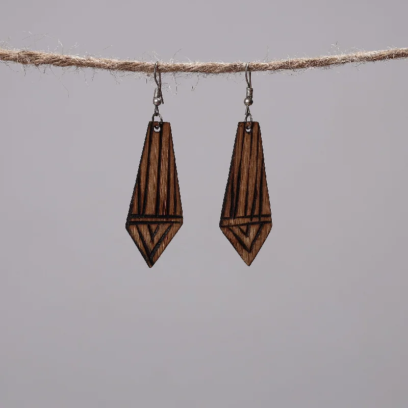 Hand Carved Bamboo Wooden Earrings