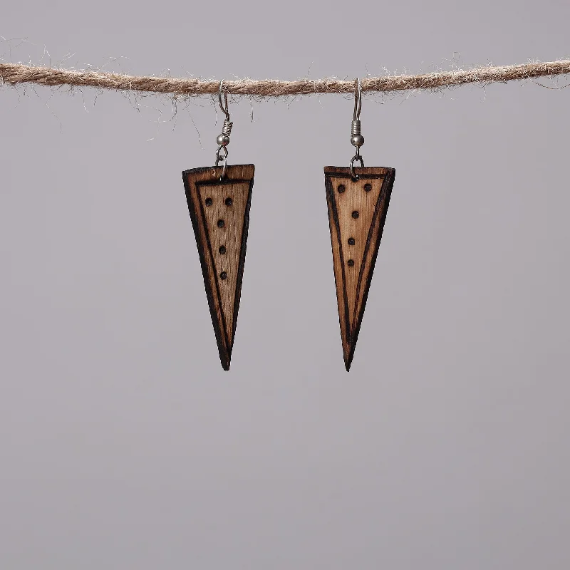 Hand Carved Bamboo Wooden Earrings