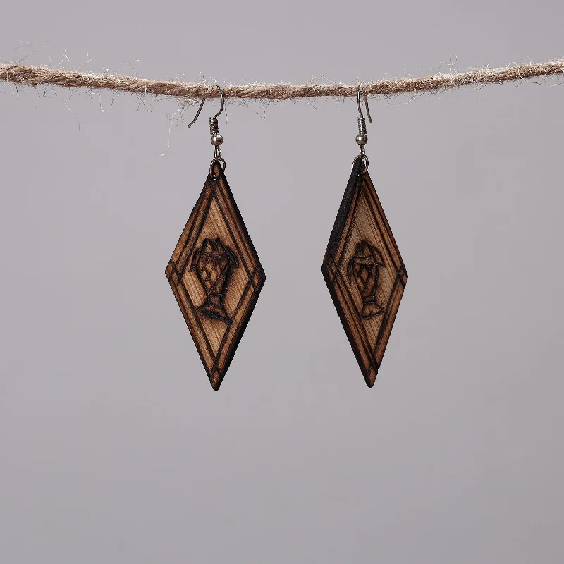 Hand Carved Bamboo Wooden Earrings