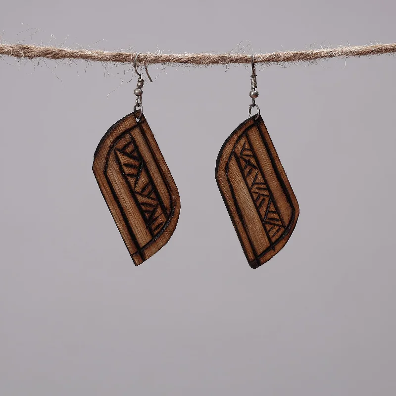 Hand Carved Bamboo Wooden Earrings