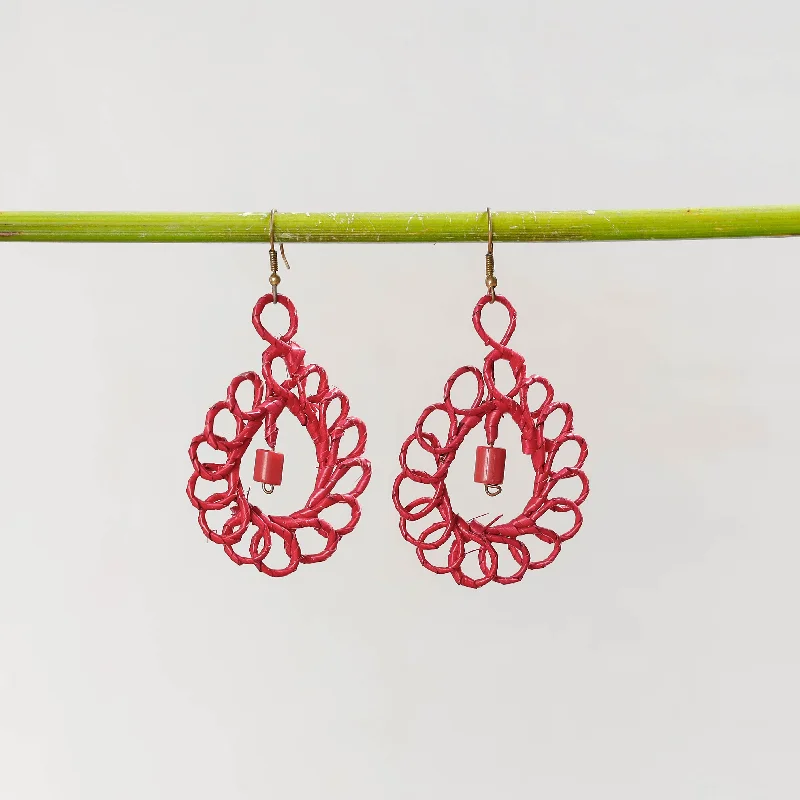 Hand Braided Natural Sikki Grass Earrings