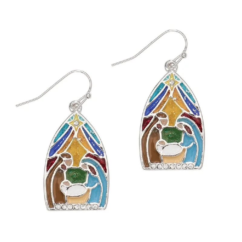 Must-Have Jewelry At Unbelievable Discounts Holiday Earrings Stained Glass Nativity