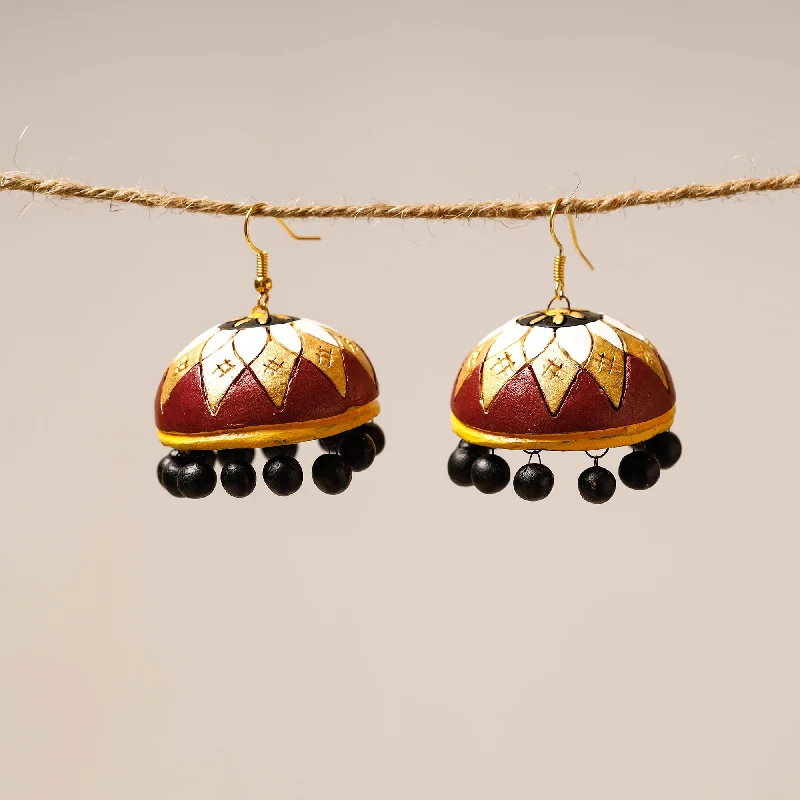 Bishnupur Handpainted Terracotta Jhumki Earrings 04