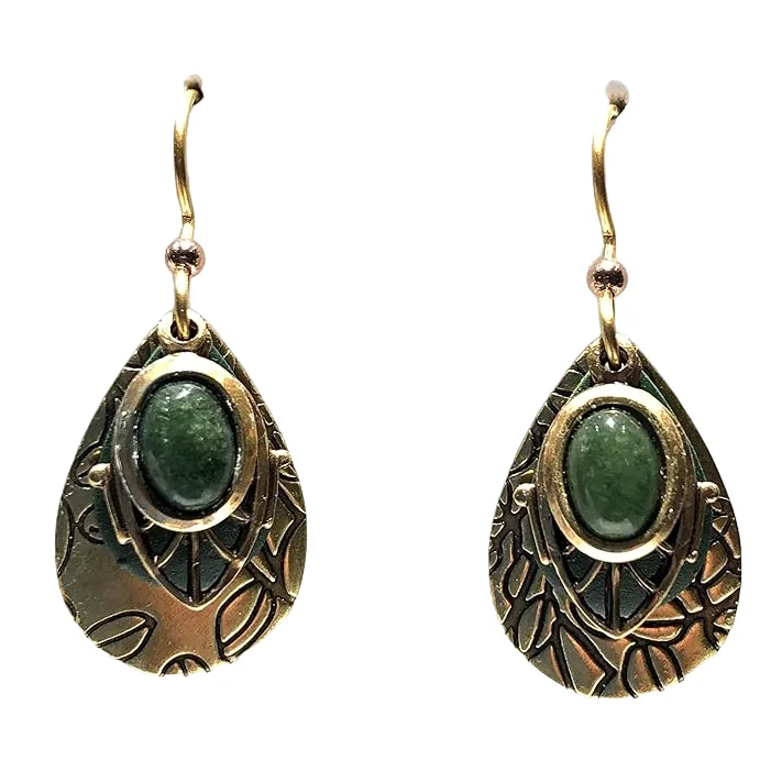 Final Call For Exquisite Jewelry At Reduced Rates Silver Forest Teardrop with Oval Stones Earrings
