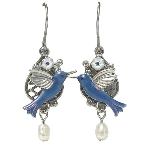 Shop Modern Jewelry Collections With Exclusive Discounts Silver Forest Blue Hummingbirds on Filigree Earrings