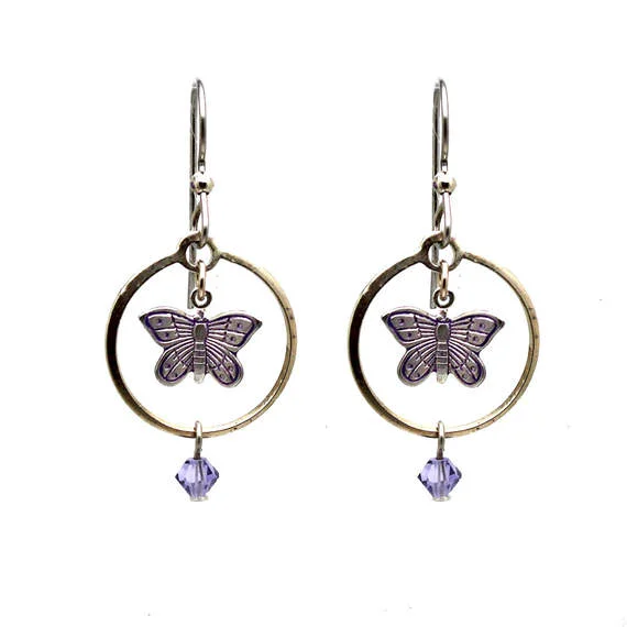 Dazzling Deals On Necklaces, Bracelets, And More Silver Forest Butterfly in Open Circle Drop Earrings