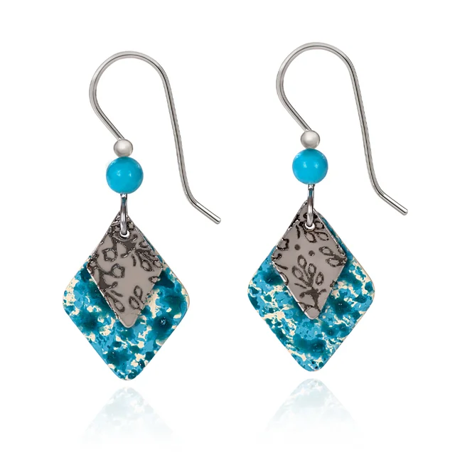 Best Jewelry Sale – Shop Exclusive Designs Now Silver Forest Earrings Diamond Duo with Teal Bead