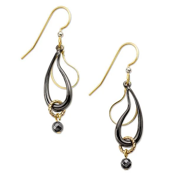 Jewelry Clearance – Final Chance To Save Big Silver Forest Earrings Gold Black Free Form Mixed Metal Layers