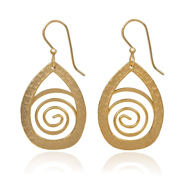 Upgrade Your Collection With Our Limited-Time Jewelry Sale Silver Forest Earrings Hammered Tear with Foil Gold Drop