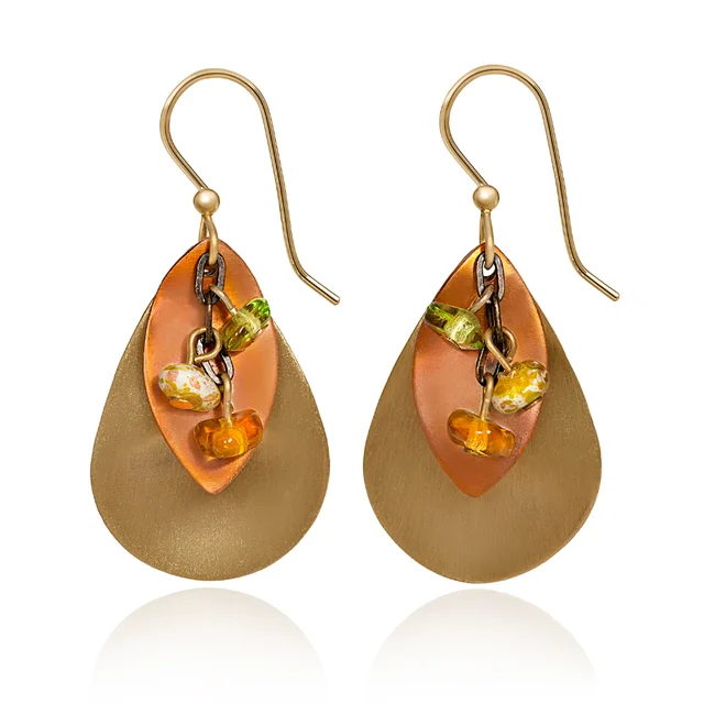 Affordable Glamour – Must-Have Jewelry At Special Rates Silver Forest Earrings Orange Gold Layered Shapes with Cascading Beads