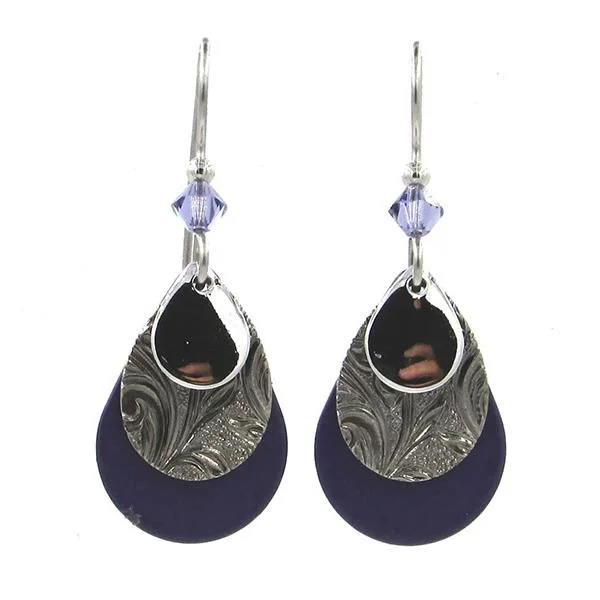 Best Jewelry Sale Prices – Limited-Time Offer Silver Forest Earrings Silver Filigree on Black Teardrop with Purple Bead
