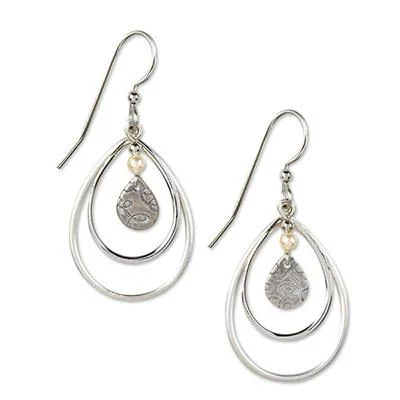 Affordable Elegance – Special Jewelry Sale Now Live Silver Forest Earrings Silver Layered Oval Teardrop with Pearl Bead