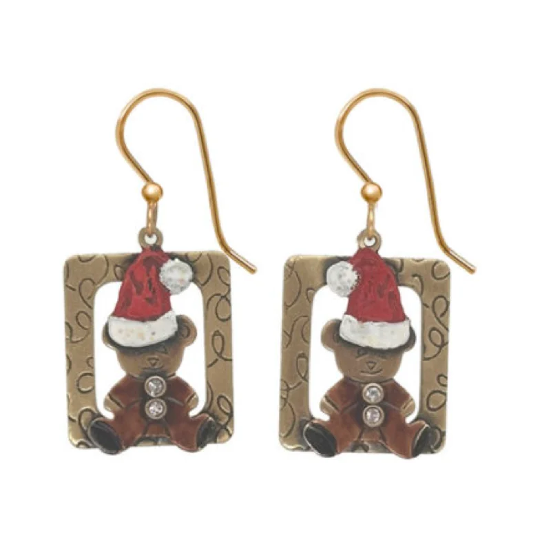 Elegant Jewelry At Unbeatable Offers – Shop Before It's Gone Silver Forest Earrings Teddy Bear in Santa Hat