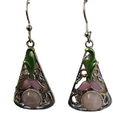 Accessorize For Less – Luxury Jewelry At Affordable Prices Silver Forest Filigree Leaf and Stone Earrings