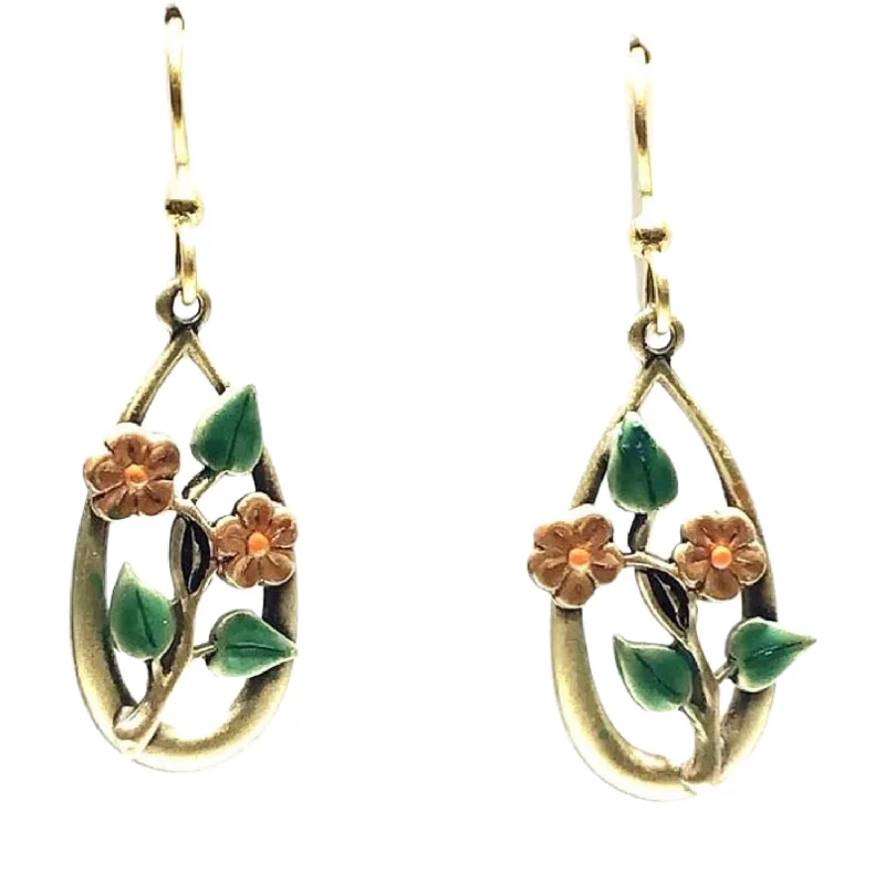 Flash Sale On Stunning Jewelry – Limited Stock Available Silver Forest Flowers and Leaves in Golden Tear Pierced Earrings