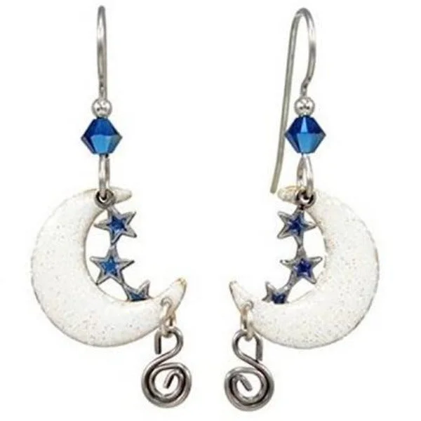 Classic And Modern Jewelry Styles On Sale Silver Forest Goldtone Surgical Steel Dangle Moon Stars & Crescent Earrings